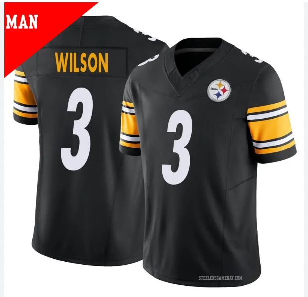 Men Pittsburgh Steelers 3 Wilson Black 2024 Nike Vapor Limited NFL Jersey style 1